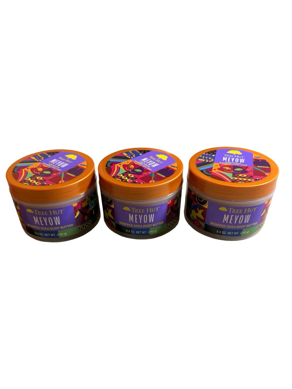 Set of 3 Tree Hut Meyow Whipped Shea Body Butter 8.4 oz “Purr”fect Treat